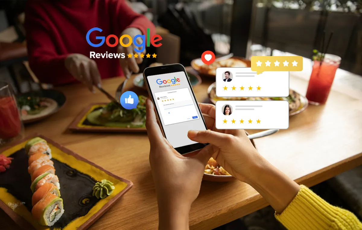 Banner zobrazující NFC a QR kód pro získání Google recenzí